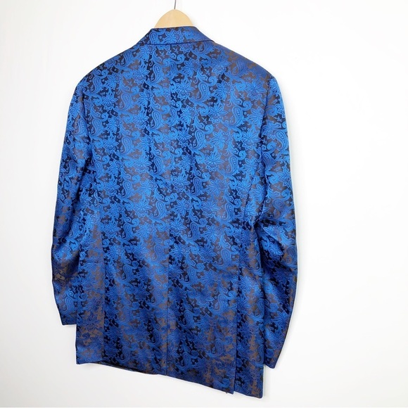𝅺Leonardi Blue Jacquard paisley, print hand tailored blazer - Picture 11 of 13